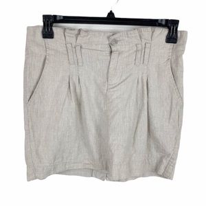 Cooperative Skirt Women 4 Tan Linen Blend Paperbag Waist Mini Casual Bottoms